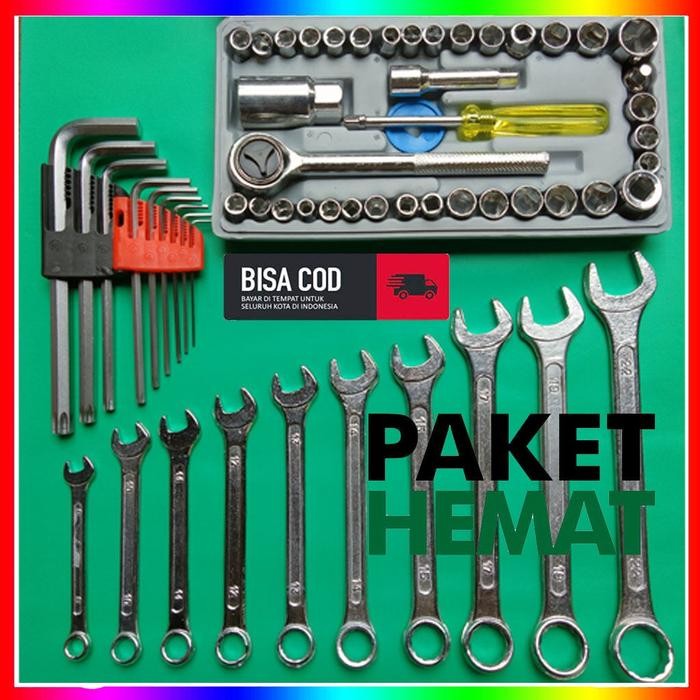 YM79 PAKET KUNCI 1SET KUNCI SOK SET KUNCI BENGKEL MOTOR KOMPLIT KUNCI