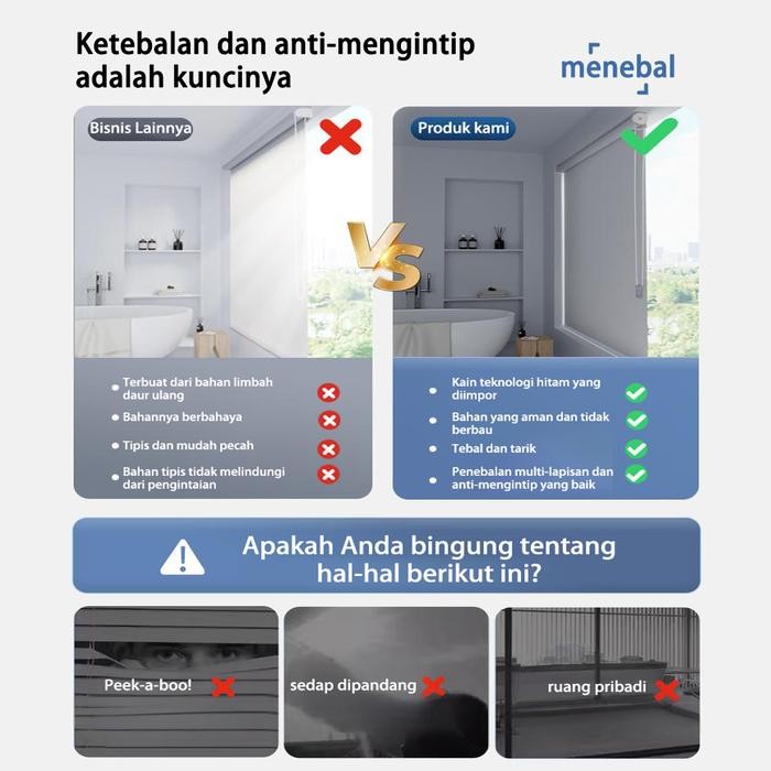 Wispace Tirai Jendela Minimalis Roller Blind Jendela Gorden Minimalis Tirai Gulung Jendela Blackout