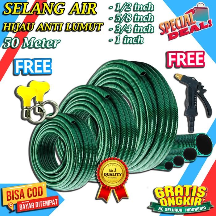 SELANG AIR BENANG TAMAN SELANG HIJAU ANTI LUMUT 50 METER terlaris