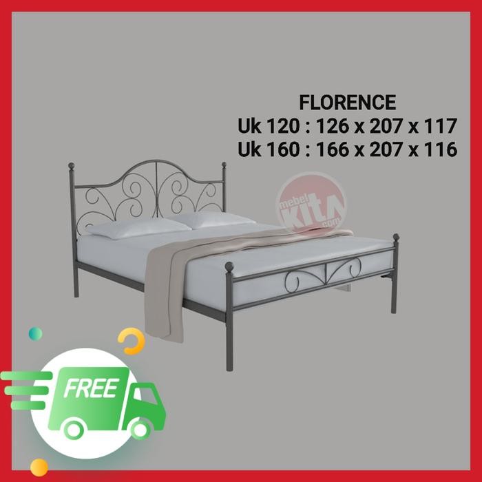RANJANG BESI FLORENCE UK 120 X 200 DAN 160 X 200 / RANGKA TEMPAT TIDUR