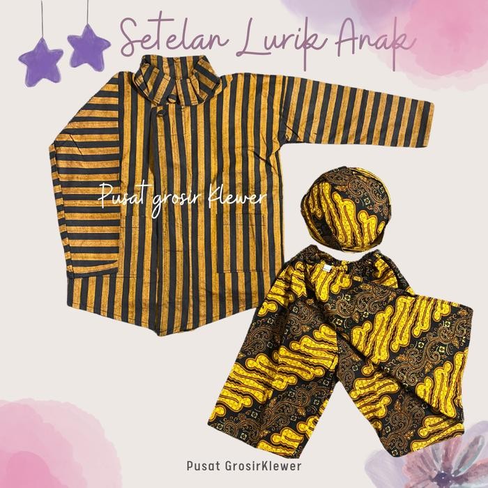 SIAPKIRIM Setelan Baju Lurik Jawa Anak Bahan Katun Premis Halus umur 1 Tahun sampai 12 Tahun Balita