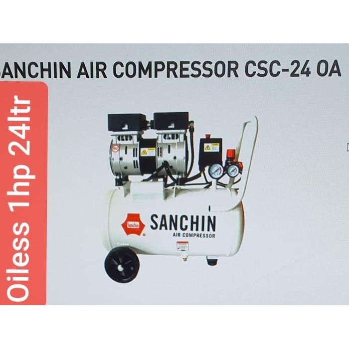 Ready Sanchin Tasco 1 Hp 24 Liter Oilless Air Compressor Kompresor Angin Tan