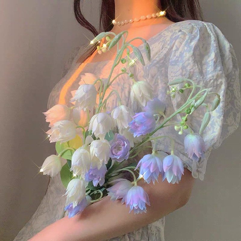 33.46"Length Simulation Yucca Gloriosa Artificial Silk Flower Single Stem Cymbidium Bouquet For Home