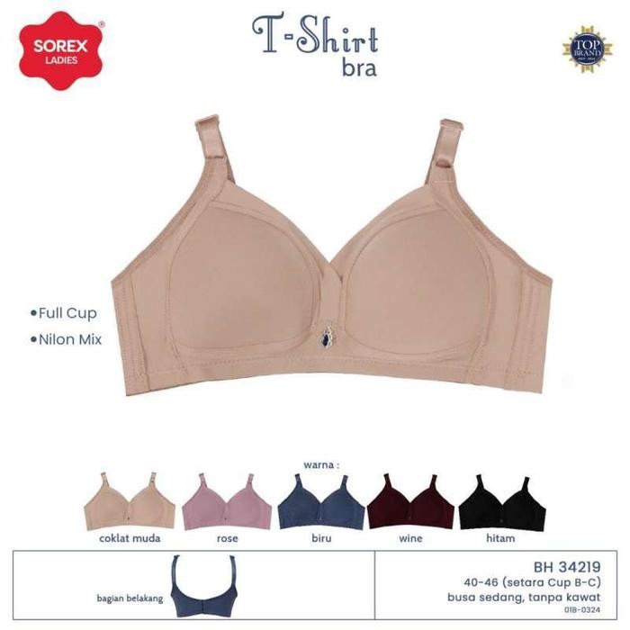 yrka- Sorex Bh Bra 34219 Tanpa Kawat Busa Sedang / Bh Sorex Kait 3 Cup Besar Size 40-46