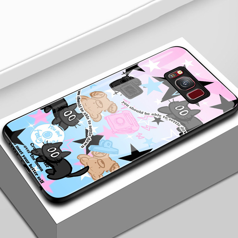 Casing Hp Untuk Samsung S8 Plus S9 S7 Edge Case Pola Bintang Kucing Kartun Casing Ponsel Cangkang ke
