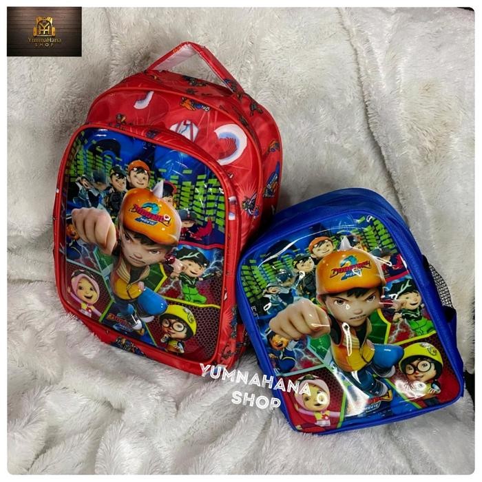 DISKON [YumnaHanaBags] Tas Ransel lampu LED 3D timbul Karakter BOBOBOY anak sekolah laki laki PAUD