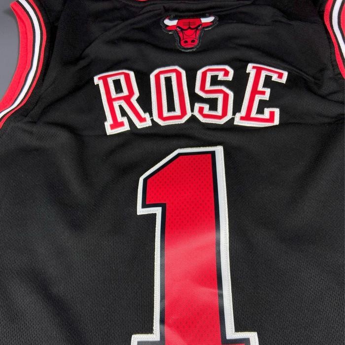 ka1t- Bordir Baju Jersey Basket Rose Chicago Hitam Basketball Jersey