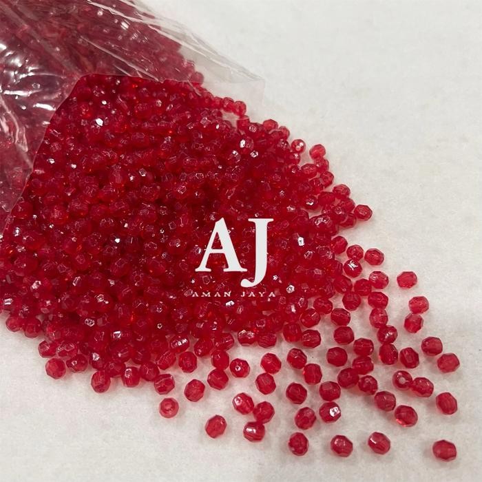 SALE Manik Mote Kaca Segi Bening Polos 6 mm / Mutiara Kaca Segi 6mm