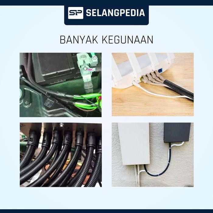Selang Spiral Belah 7 Mm 1/4 Inch Corrugated Flexible Pvc Split Tubing Untuk Kabel Listrik Pipa
