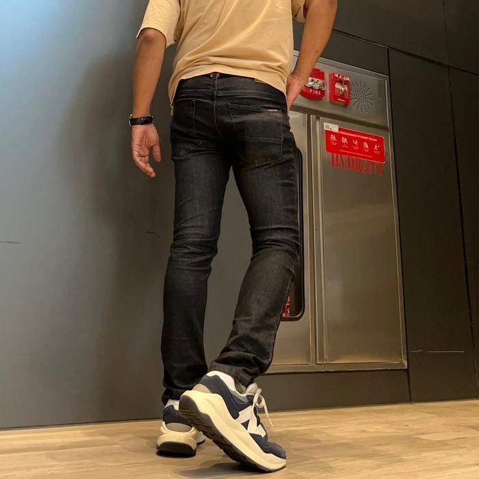 ftxr- Celana Jeans Sobek Black Baron Polos Bb 3001 Original Slimfit Strech Black Jazz