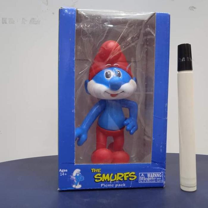 HOT SALE MAINAN FIGURE THE SMURFS SERIES PAPA SMURFS VINYL TINGGI SEKITAR 6 INC TERMURAH