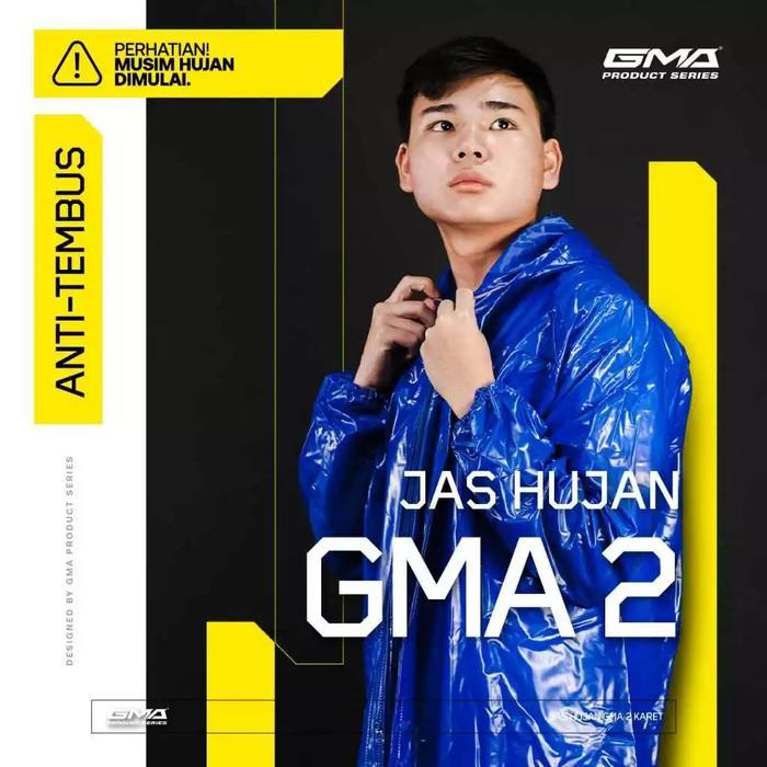 Jas Hujan GMA 2/Jas Hujan Karet GMA Rubber GMA/Mantel Hujan GMA Versi - Biru, All Size