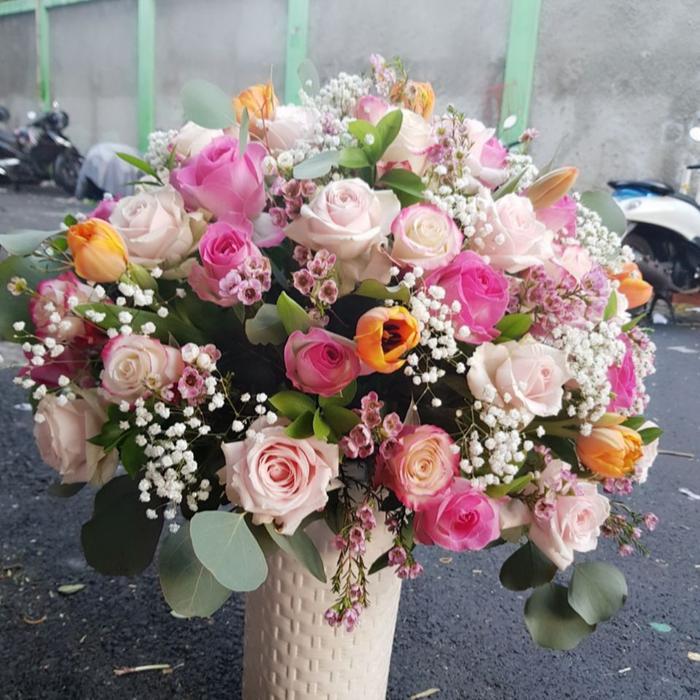 TABLE FLOWER TF008 BUNGA MEJA BUNGA CANTIK FRESH PILIHAN BUNGA LUAS TULIP MAWAR LILI WARNA SESUAI