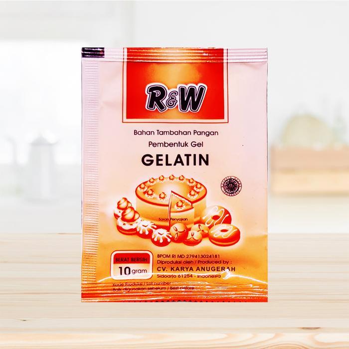 "New" R&W Rajawali Gelatin Bubuk 10 Gram Food Grade Pembentuk Gel Jelly Puding Dessert Kue Halal