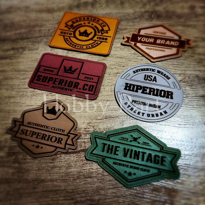 label kulit Leather Patch Custom Laser Grafir