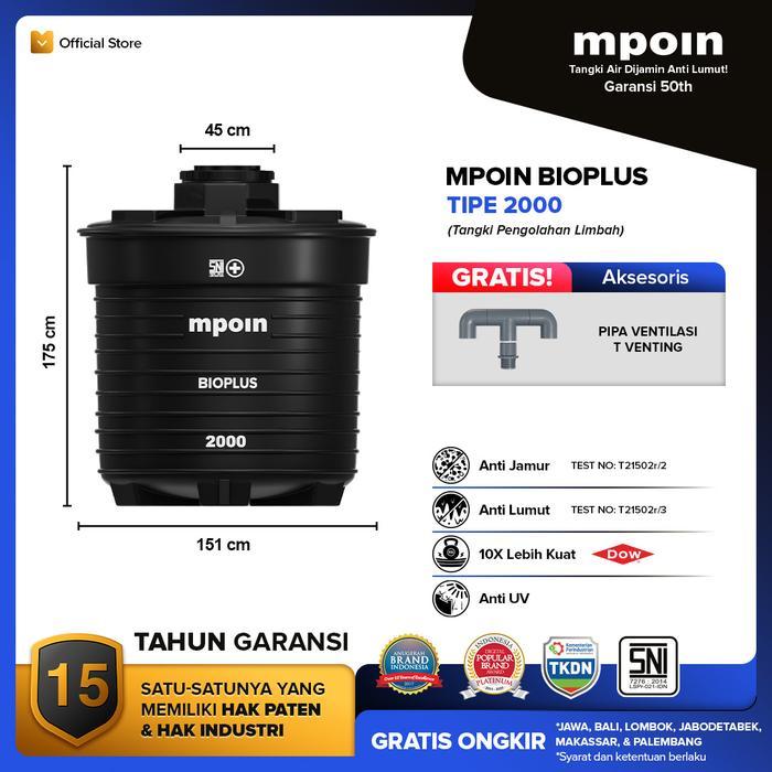 Tandon Toren Tangki Septik Tank MPOIN BIOPLUS 2000 Liter 6x Penguraian MPOIN Garansi 15 thn