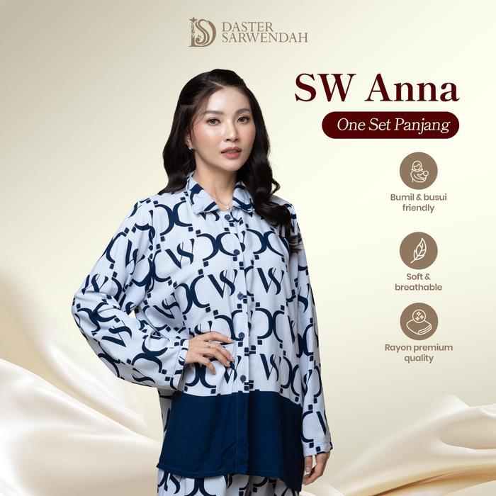Daster Sarwendah - SW ANNA - ONE SET - Lengan Panjang - Rayon - Putih