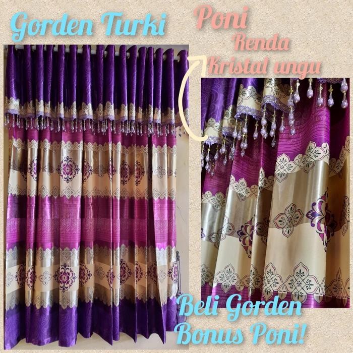 Gorden Mewah Turki Ungu Pink Bonus Poni Renda Kristal Sale Hordeng