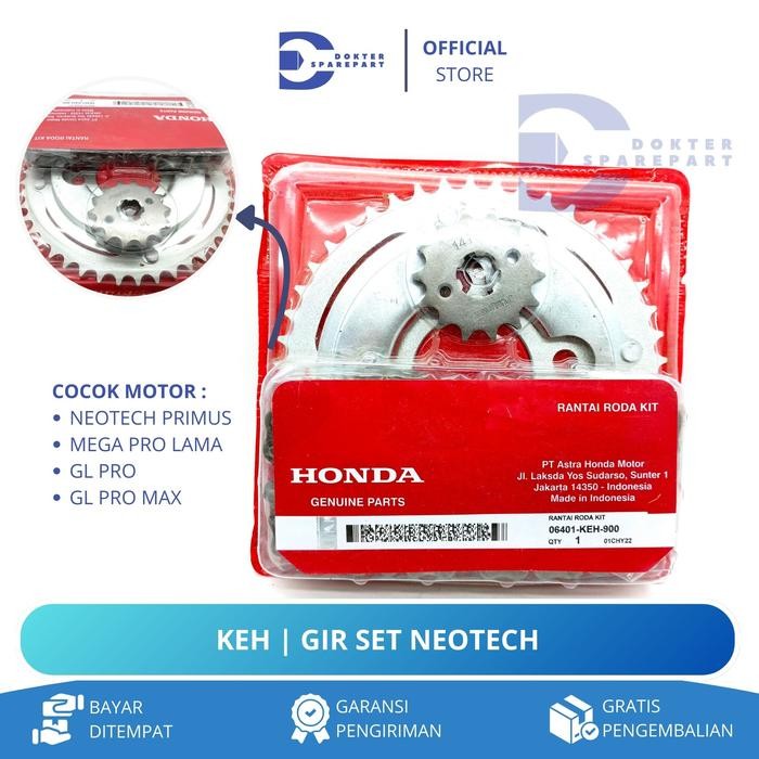 KOLAHA_KASIMAN - GEAR SET KEH NEOTECH PRIMUS MEGAPRO GL PRO MAX PAKET RANTAI GIR MOTOR