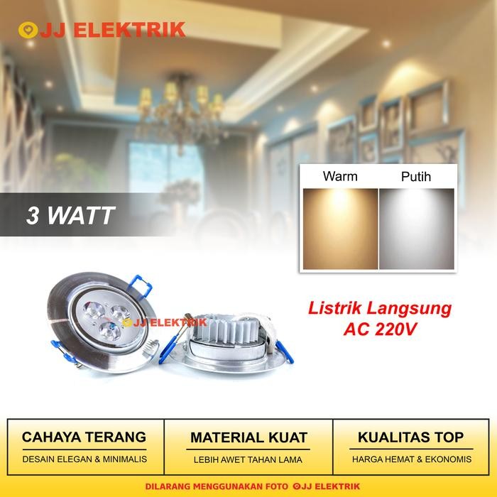 Pilihan- Lampu Led 3 Watt 3 Mata Sorot Spotlight Downlight 3W Sni Good Quality