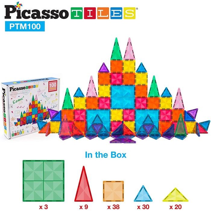 - PicassoTiles 100 100pcs Magnet Building Tiles Clear/PicassoTiles 120