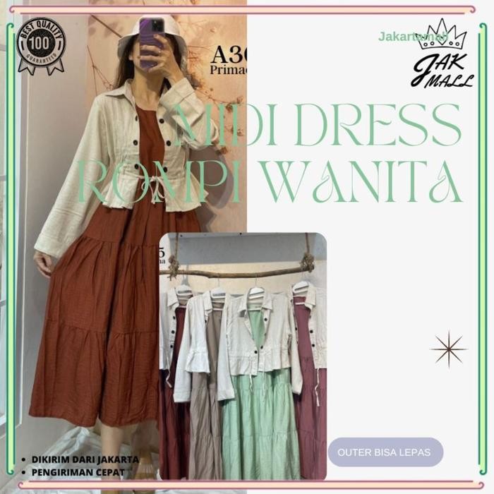 Gamis Remaja Terbaru Dress Muslim Rompi Kancing Tali Serut Baju Muslim JM