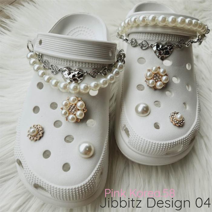 ASLI Jibbitz 1Set 8-12pcs Rantai Mutiara 1Set Aksess san DIY Untuk l Dan Tas Wanita Pin Sendal