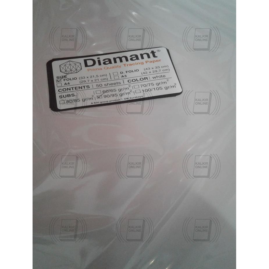 

Kertas Kalkir /Transparant Paper Folio 90/95 Gram Merk Diamant 50 Pcs