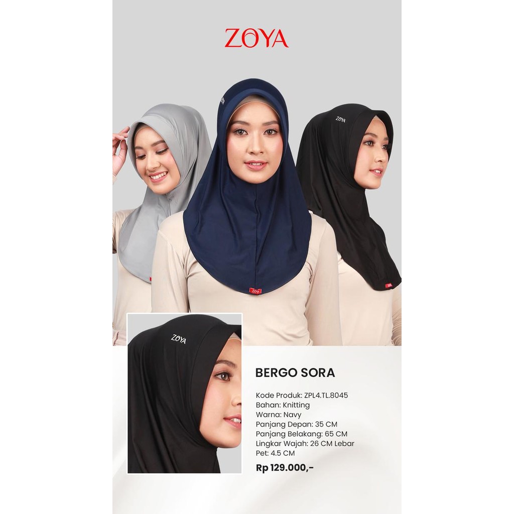 ZOYA BERGO SORA KERUDUNG INSTAN HIJAB JILBAB BERGO SPORTY