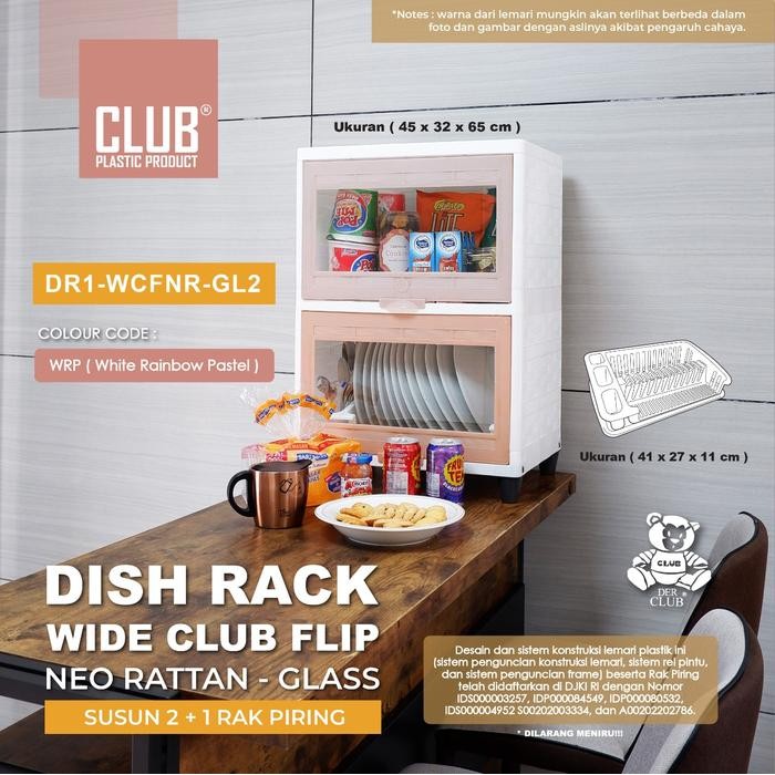 RAK PIRING KACA TEMPAT PENYIMPANAN MAKANAN CLUB DR1 WCFNR RAK CHIKI RAK GELAS RAK PIRING PREMIUM