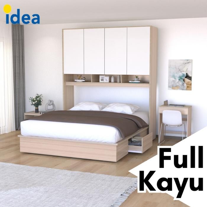 IDEA Clay - Ranjang Set Divan Kayu Lemari Pakaian Putih Rak Pajangan Meja Belajar Modern Minimalis