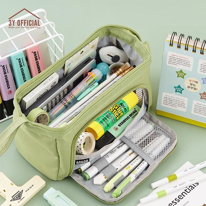 

3Y ANGOO DOUBLE LAYER MACARON KOTAK PENSIL KAPASITAS BESAR PENCIL CASE STATIONERY
