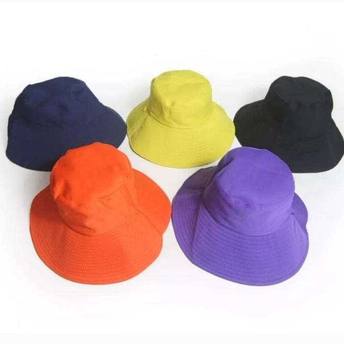 Topi Bucket Wide Wanita Bertali Bucket Dewasa Bertali Bolak Balik 2 Warna Terbatas
