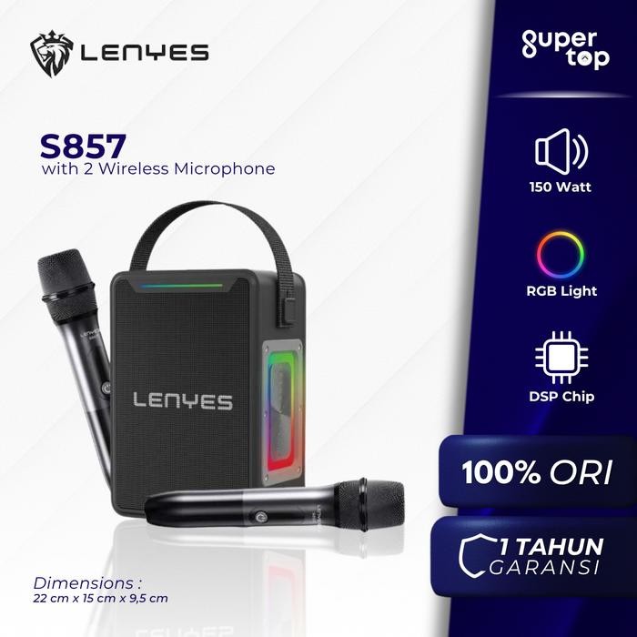Lenyes S857 Speaker KTV Karaoke Outdoor 150W TWS Bluetooth 5.3 with DSP High Power Bass plus RGB LED