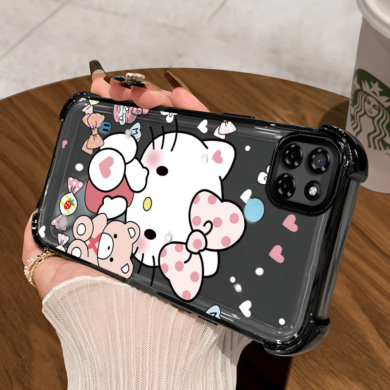 Casing Hp untuk Realme C21Y Realme C25Y C21 C15 Case kucing pola Kasing airbag Kesing Silikon Tipis 