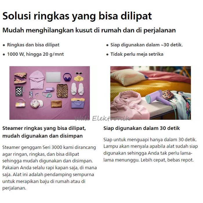 Philips Handheld Steamer STH3010/70 - Setrika Uap Portable - setrika travel - setrika philips