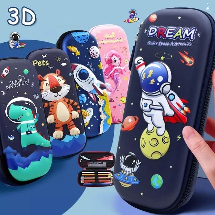 

New Tempat Kotak Pensil Anak Karakter Astronot unicorn 3D Waterproof BCS02