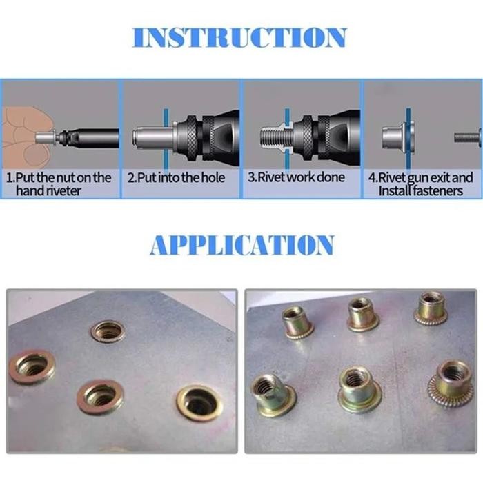 1Set Alat Rivet Nut Nut Rivet Mur Tanam Besi Rivet Nut Mur Furniture Knockdown Rivet Nut Set Rivnut