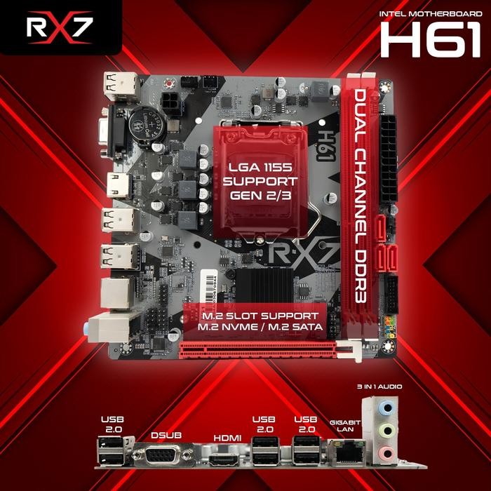 Asrock Computer - Rx7 H61 Lga 1155 Ddr3 H61 Mainboard Support Nvme