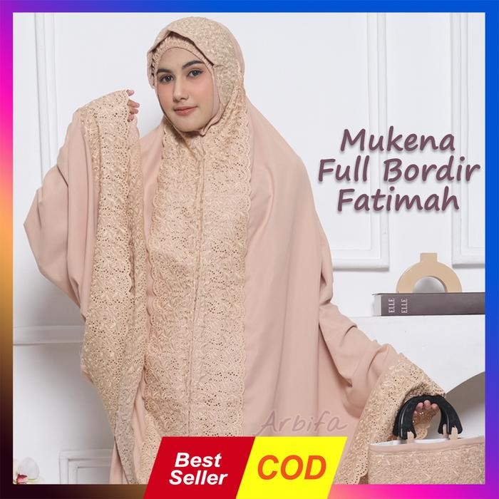 Pilihan- Mukena Fatimah Dewasa Siti Khadijah Syahrini Full Bordir Adem