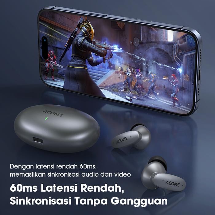 Acome Tws Gaming T8 Tws Anti Delay Low Latency 60 Ms / Headset Wireless Earphone Bluetooth 5.3 Ipx5