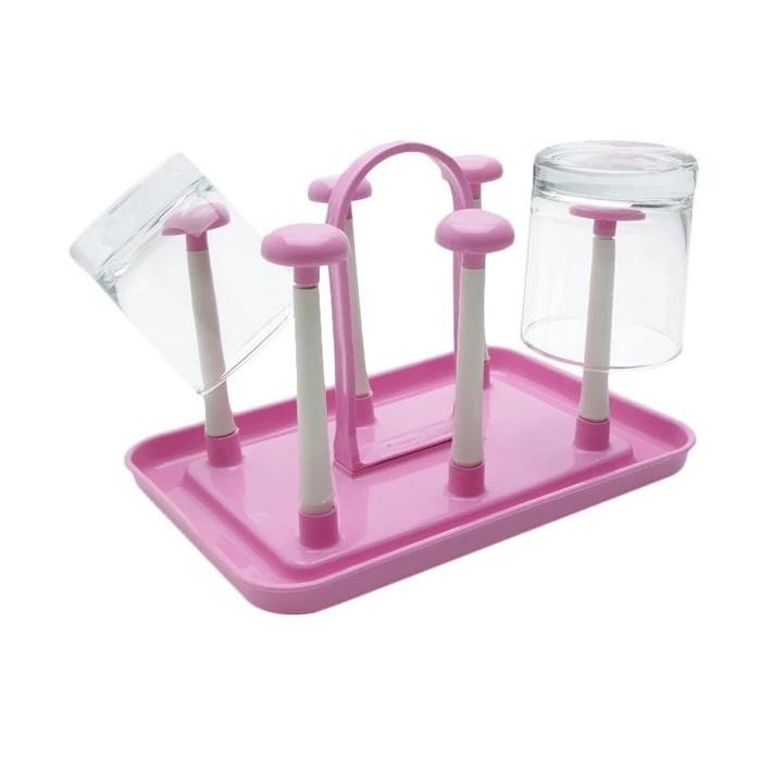 Tempat Gelas Plastik Rak Stand Glass 6 Set Perabot Dapur