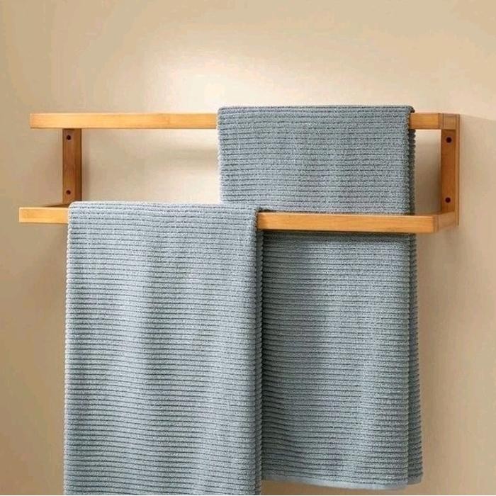 Handuk gantung dinding estetik / Rak jemuran handuk towel /Jemuran handuk/ Rak gantungan handuk kayu