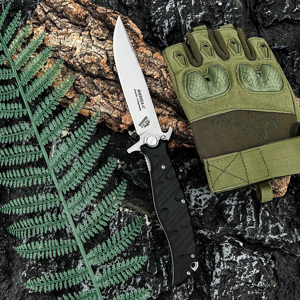 HOKC Tactical Self-denfense EDC Pocket Knife D2 Blade G10 Handle Outdoor Folding Kinfe for Camping