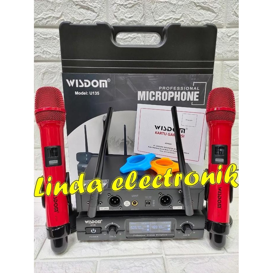 Mic Wireless Wisdom U135 2 Mic Pegang Mic Wisdom U 135 Original