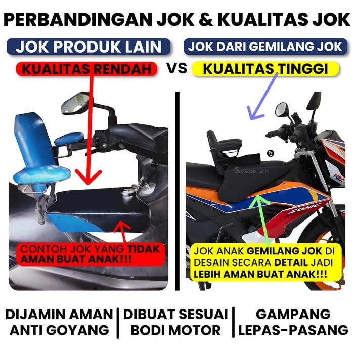 Kursi Jok Boncengan Anak Dudukan Portable Motor Matic Honda Sonic - Dilengkapi Besi Sandaran Tangan