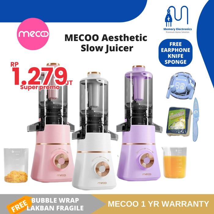 Mecoo Slow Juicer Aesthetic Juicer Buah Sehat Low Watt