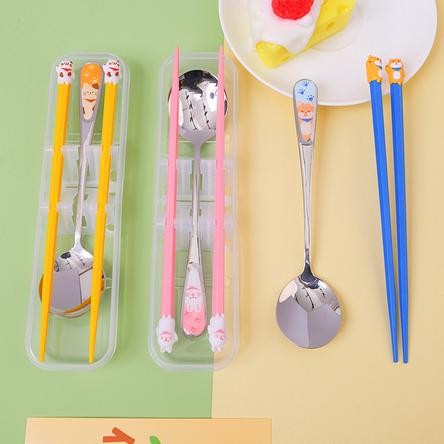 Terlaris Sendok Makan Sumpit Makan Set Lunch Box Cantik Stainless Steel