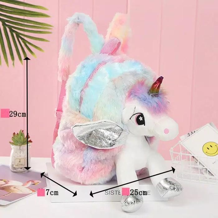 Tas ransel boneka unicorn/kado ulang tahun anak perempuan/Tas Tk impor