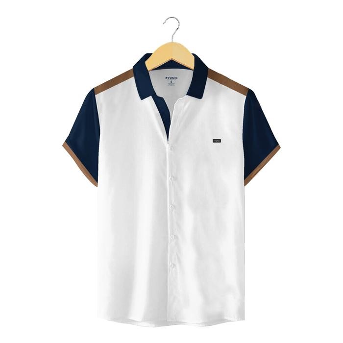 Ryusei Kemeja Kerah Reguler Lengan Pendek Kasagi Cmb White Promo !